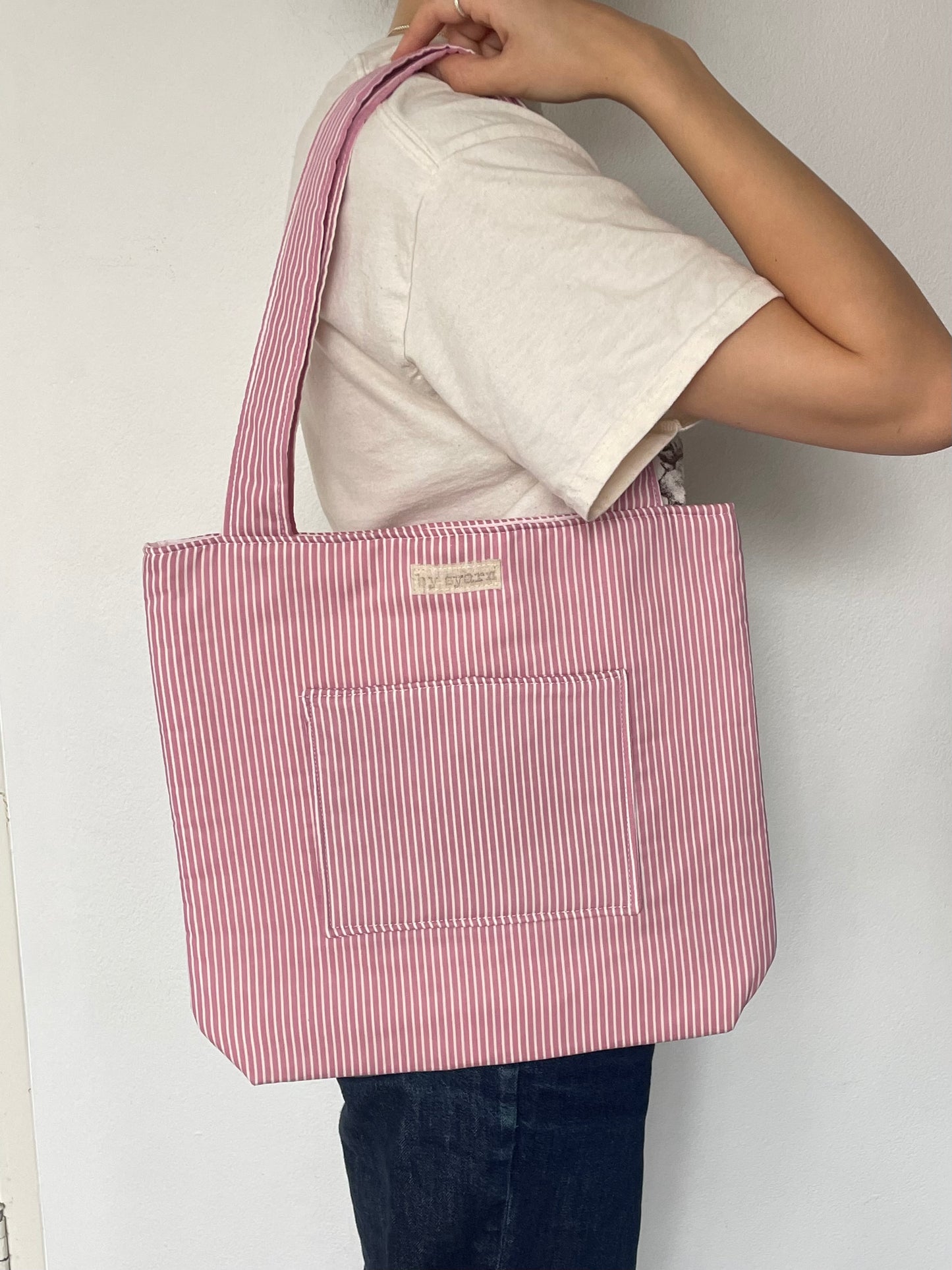 Pink Stripe Everyday Tote Bag