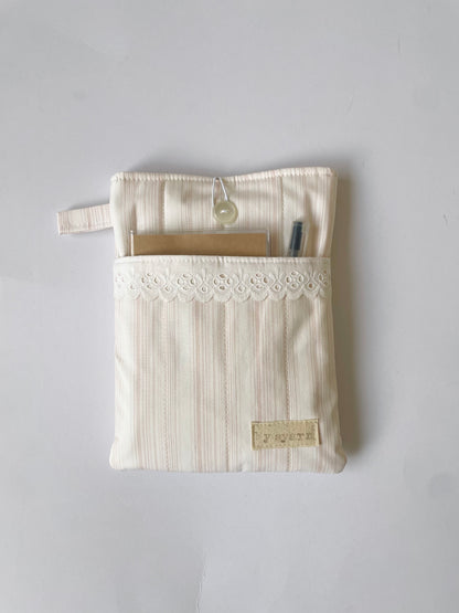 Pink Stripe Book Sleeve with Pocket