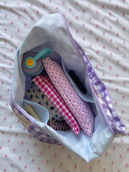 Purple Gingham Slouchy Bag