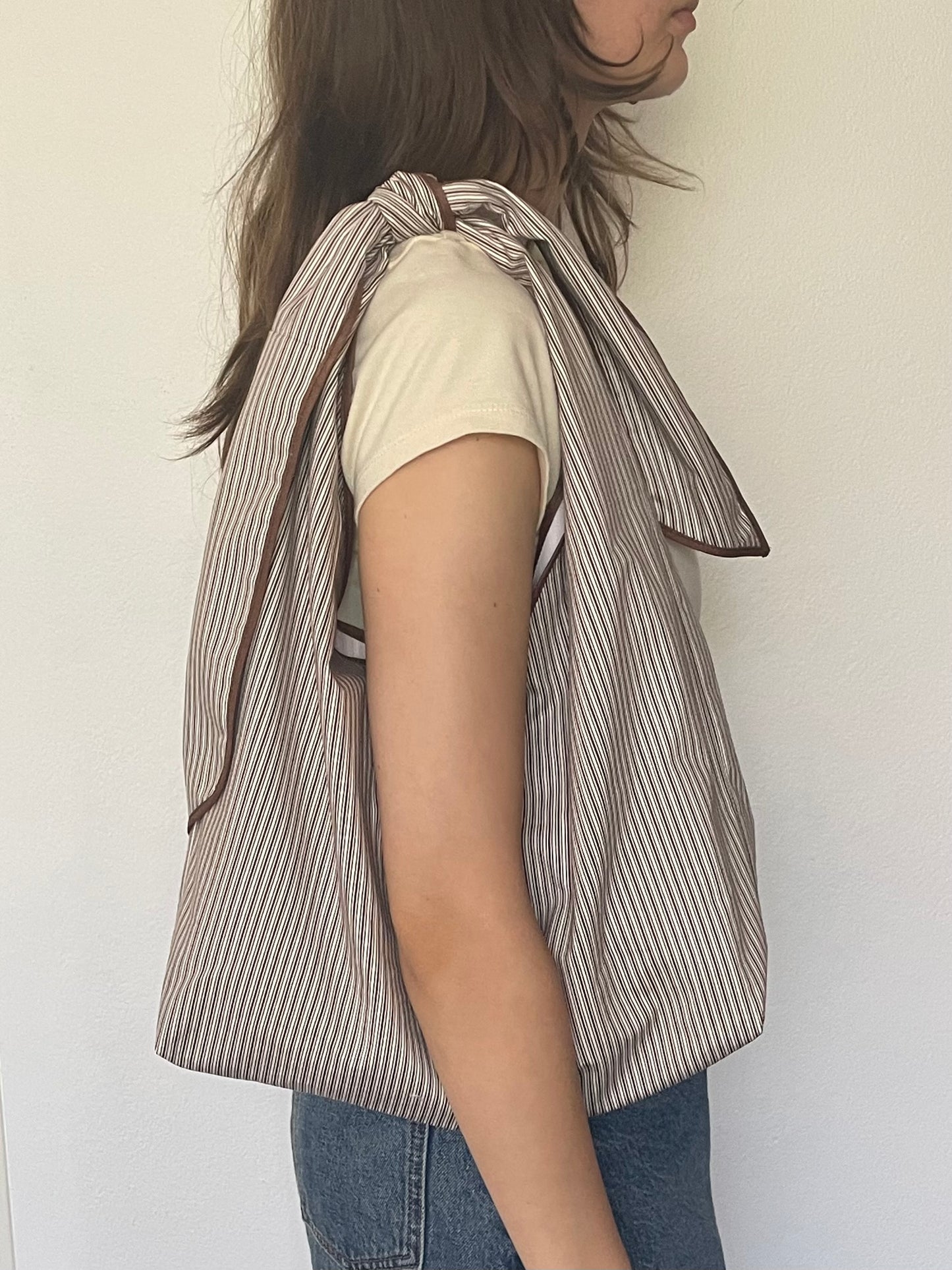 Brown Stripe Slouchy Bag
