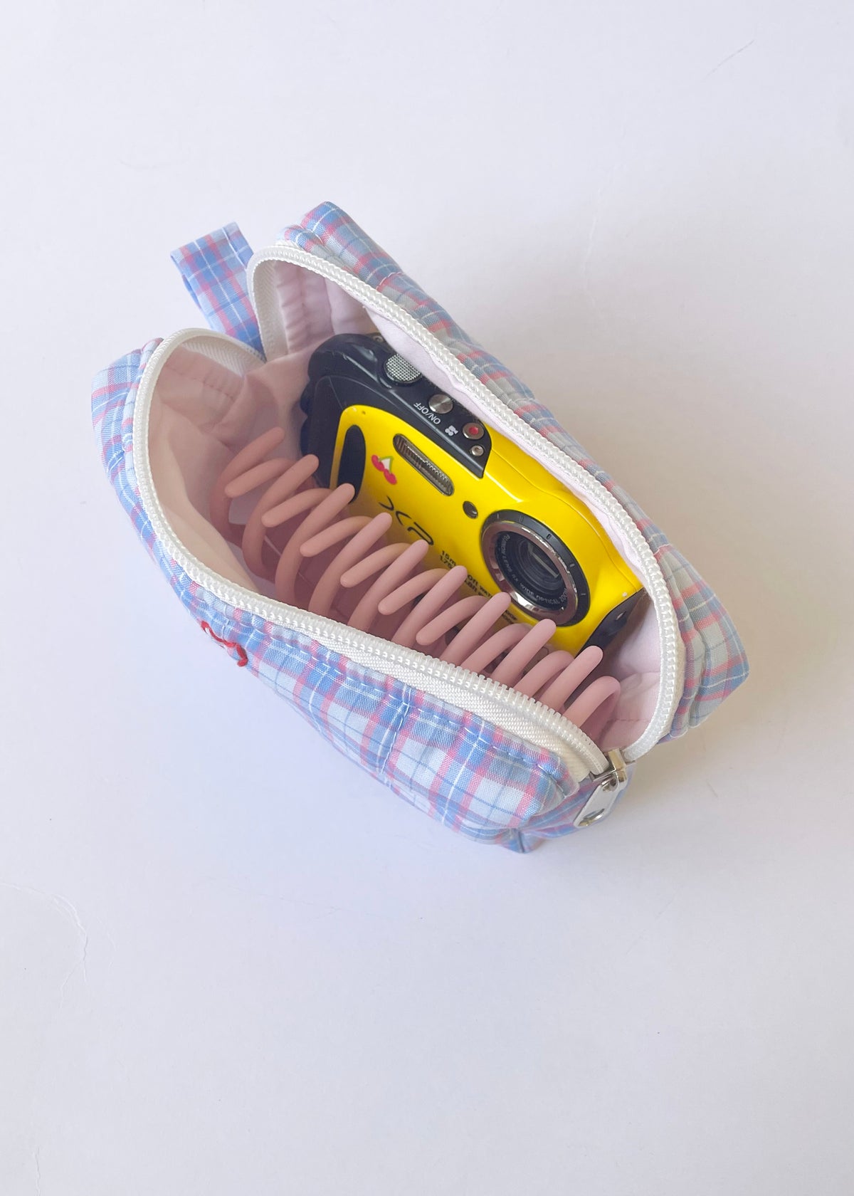 Blue Check Camera Pouch