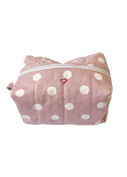 Pink Polka Dot Jumbo Makeup Bag