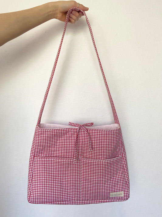 Red Gingham Tote Bow Bag