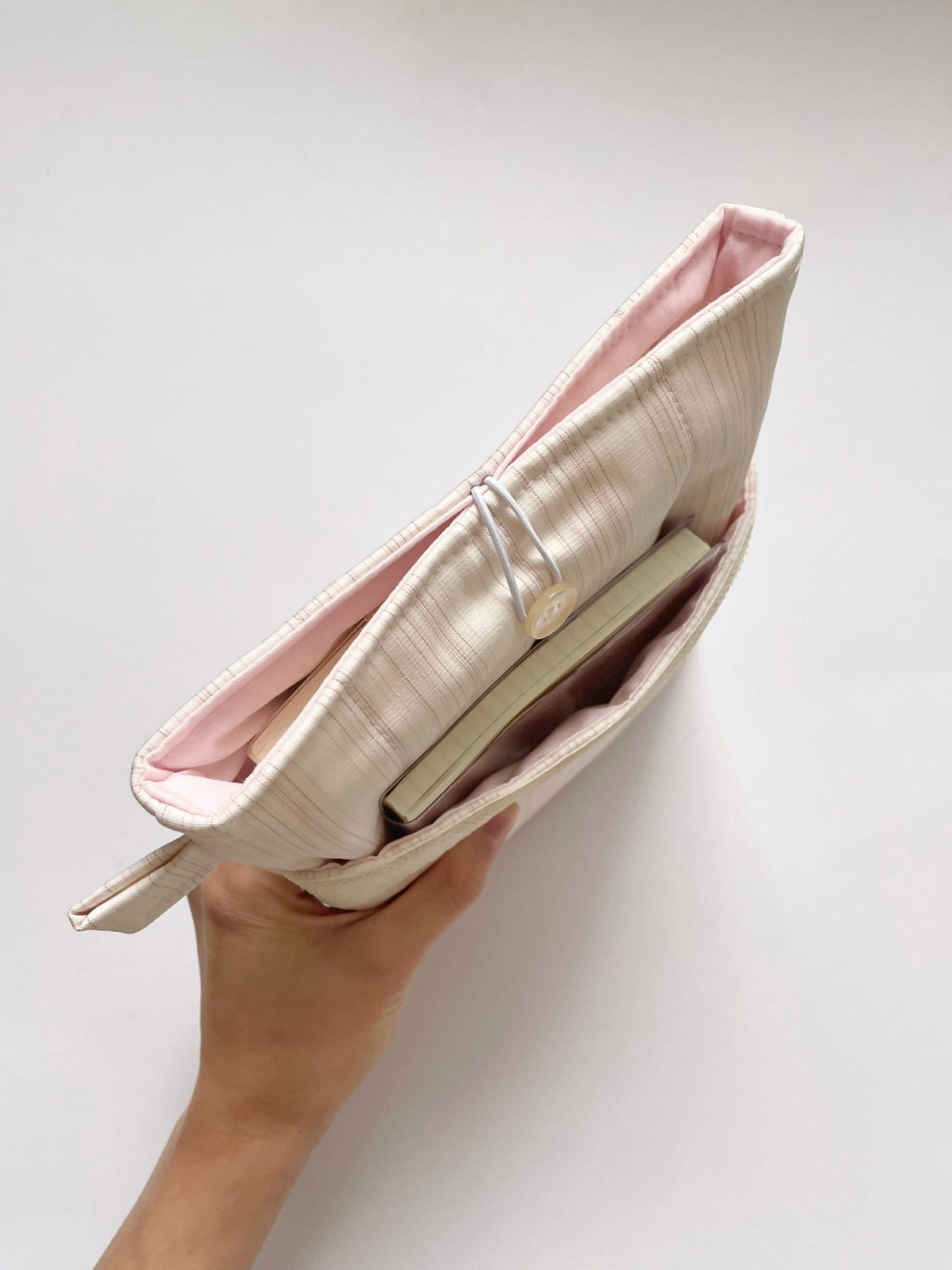 Pink Stripe Book Sleeve with Pocket