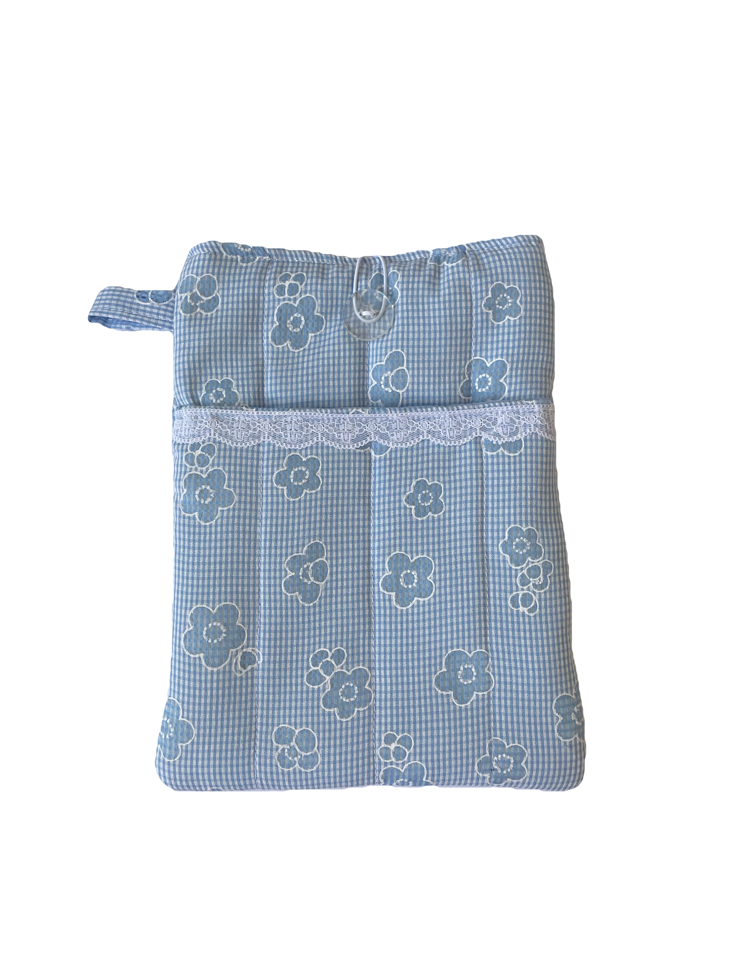 Blue Floral Book Sleeve with Pocket
