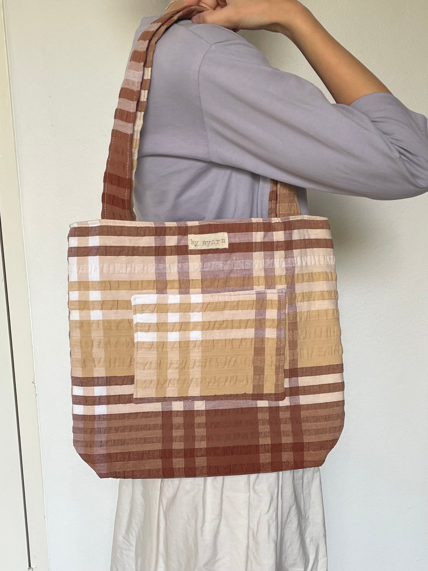 Brown Plaid Everyday Tote Bag