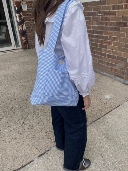 Blue Gingham Everyday Tote Bag
