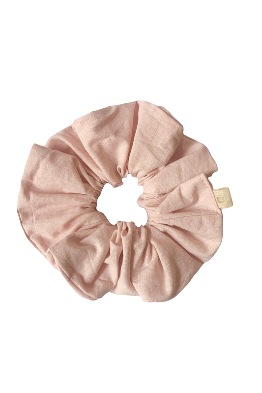 Pink Linen Scrunchie