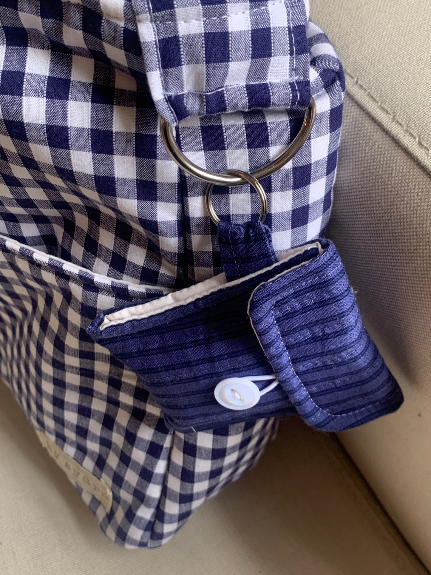 Navy Gingham Tote Bow Bag