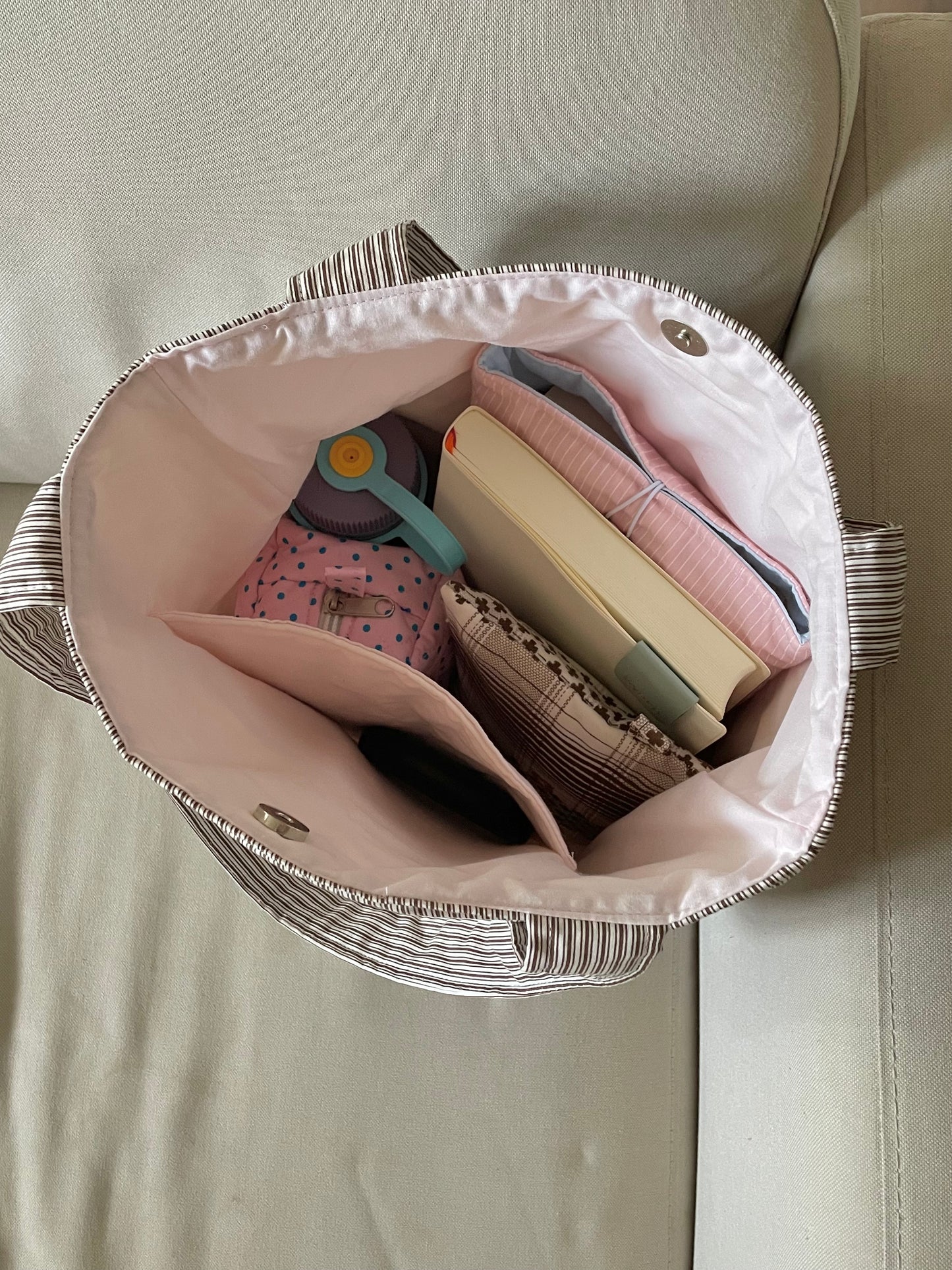 Brown Stripe Everyday Tote Bag