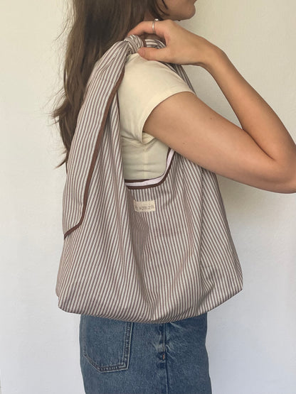 Brown Stripe Slouchy Bag