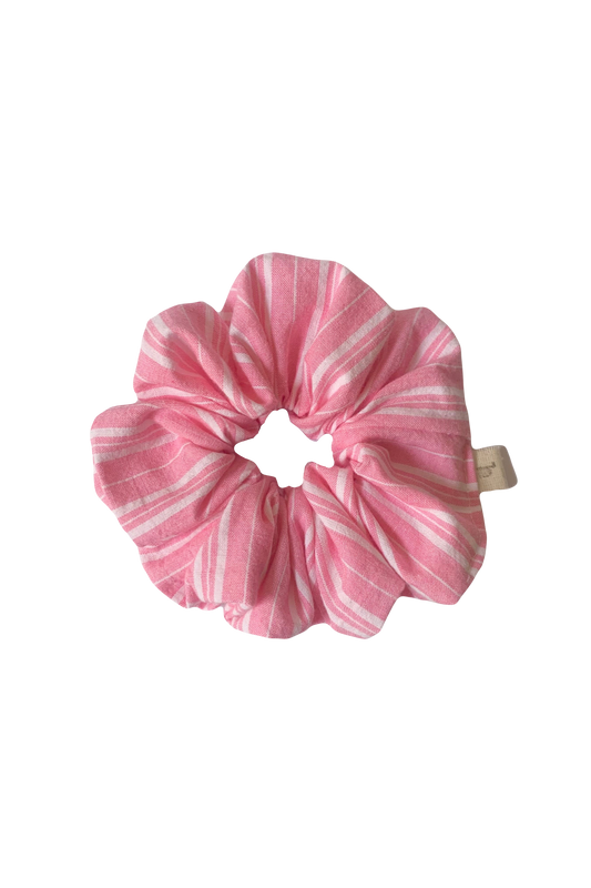 Pink Stripe Linen Scrunchie
