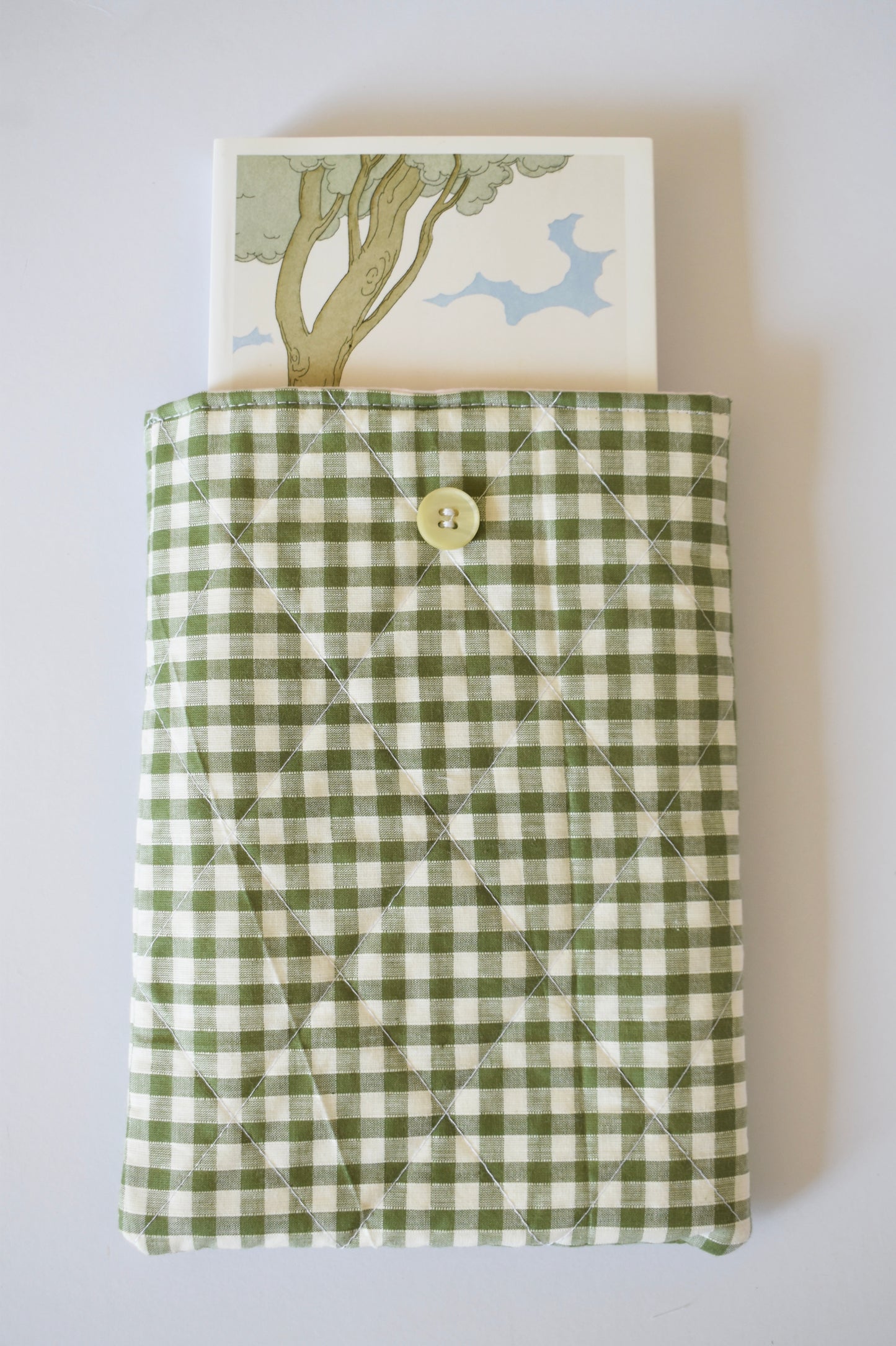 Sage Gingham Book Sleeve