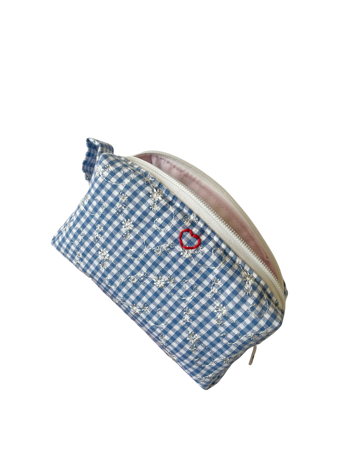 Blue Broderie Purse Pouch