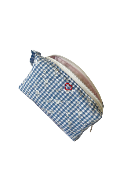 Blue Broderie Purse Pouch