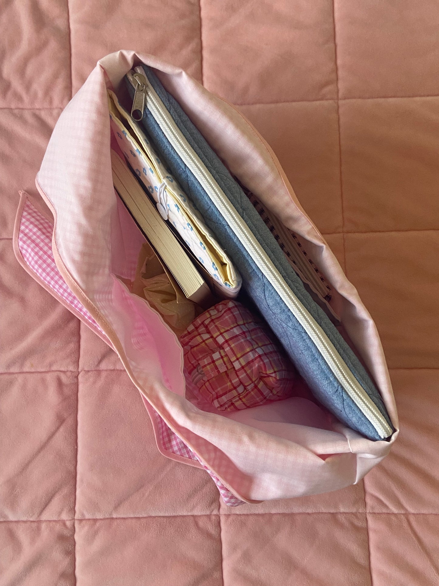 Pink Gingham Slouchy Bag