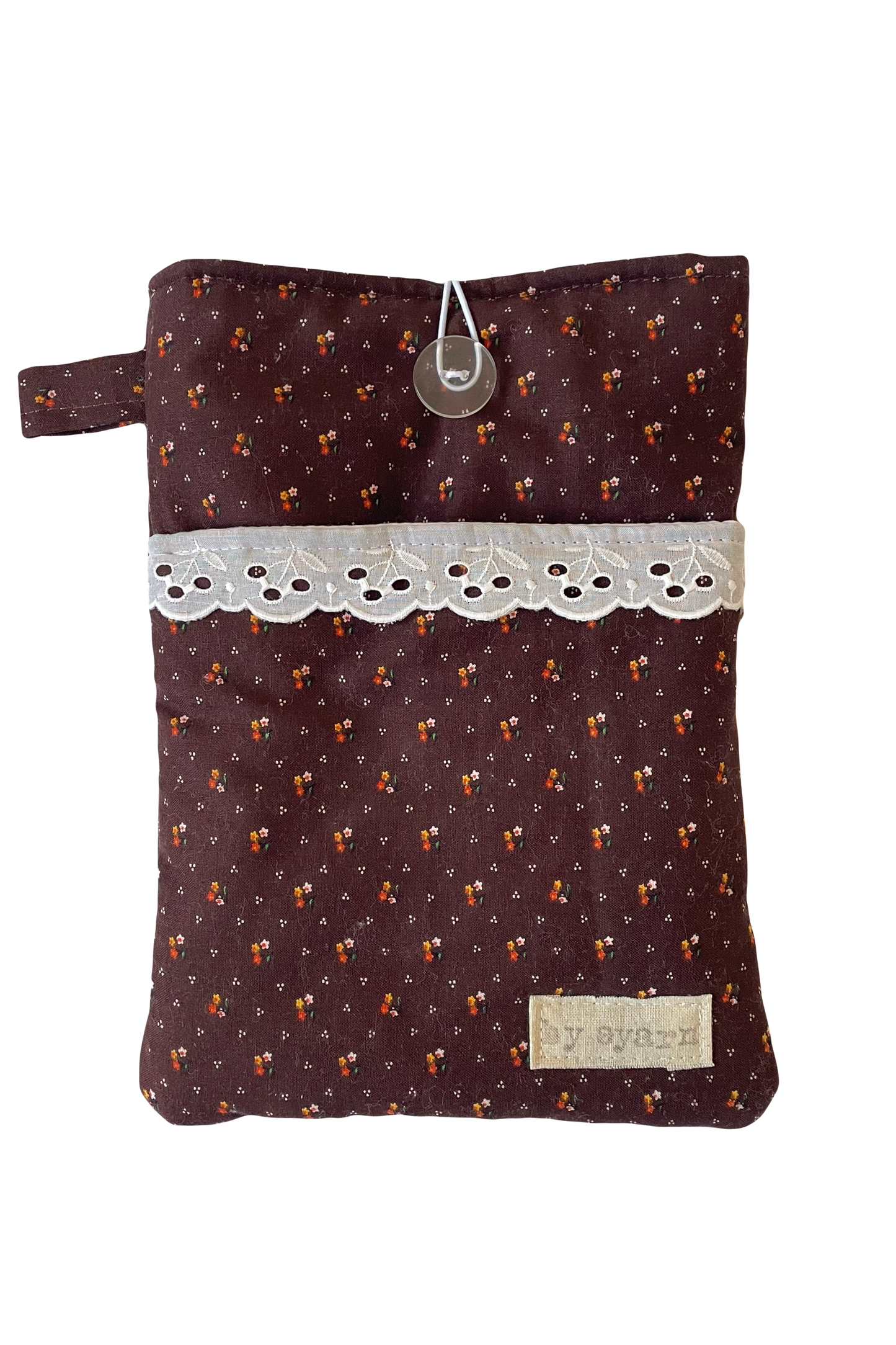Brown Floral Book Sleeve with Pocket