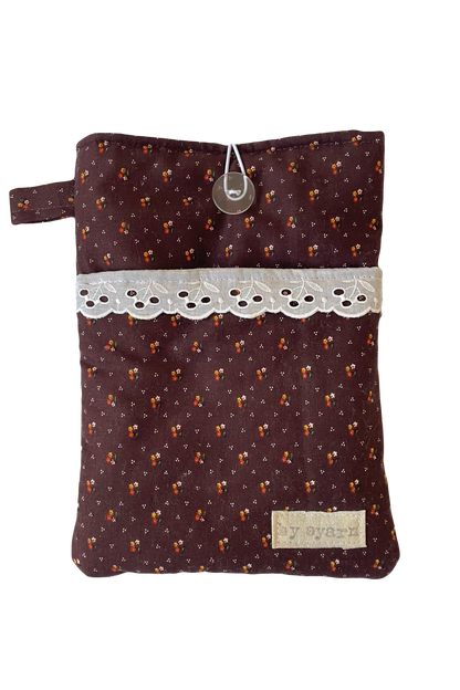 Brown Floral Book Sleeve with Pocket