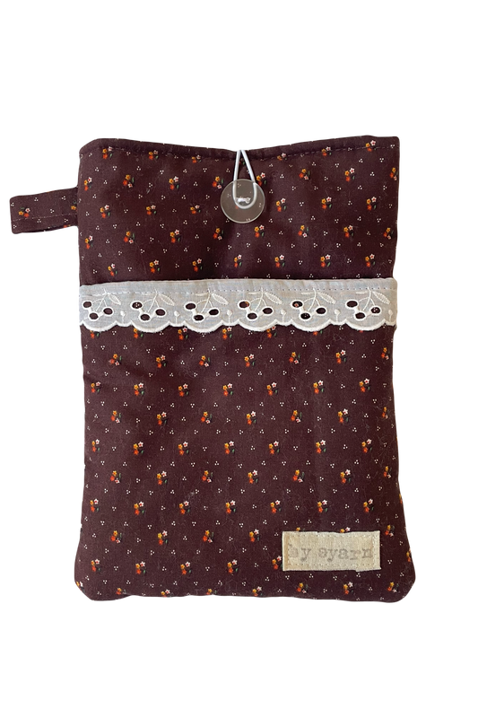 Brown Floral Book Sleeve with Pocket