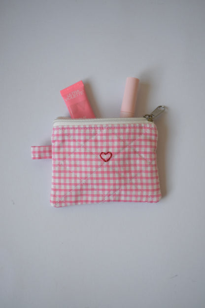 Pink Gingham Mini Pouch