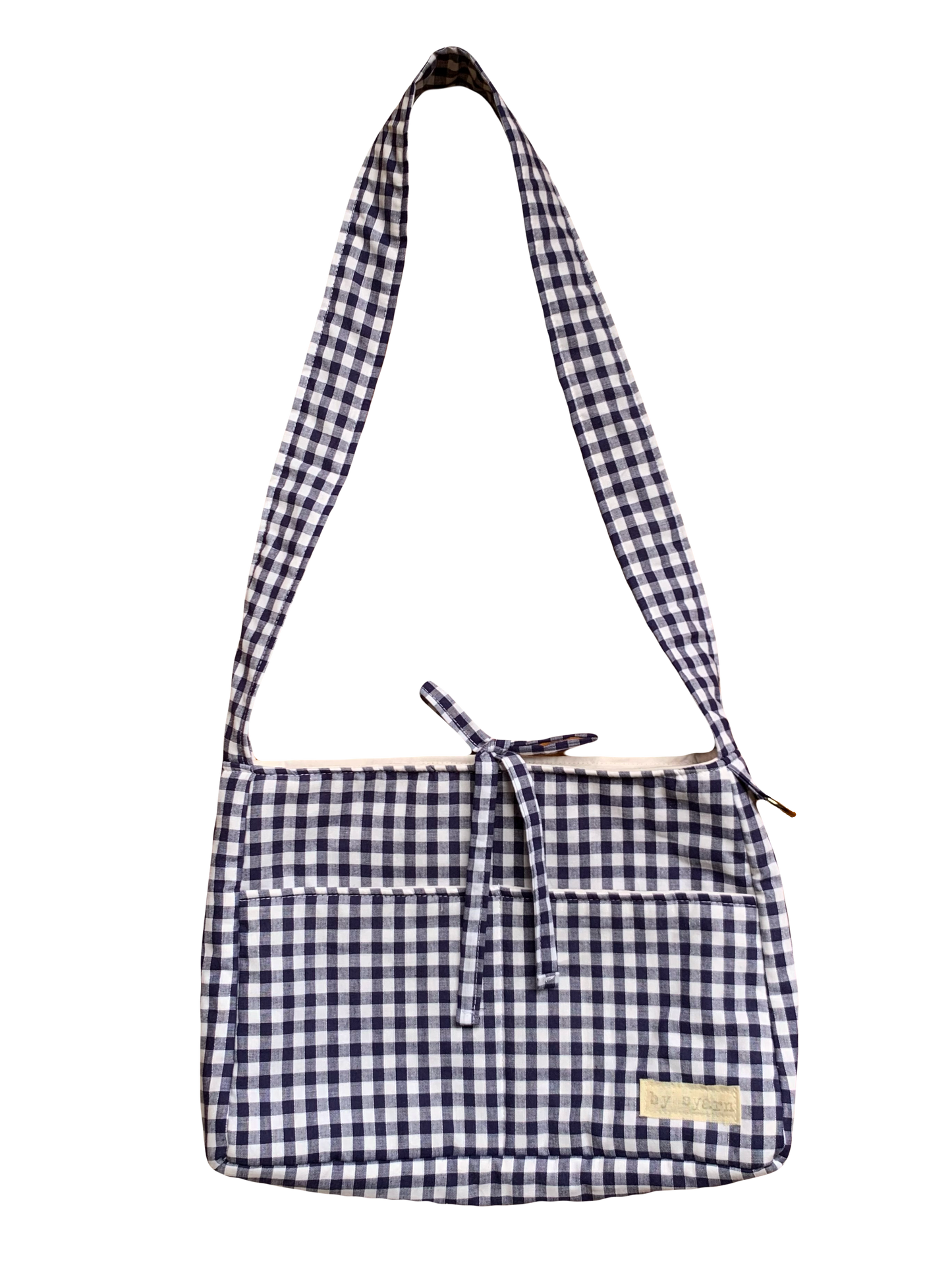 Navy Gingham Mini Bow Bag