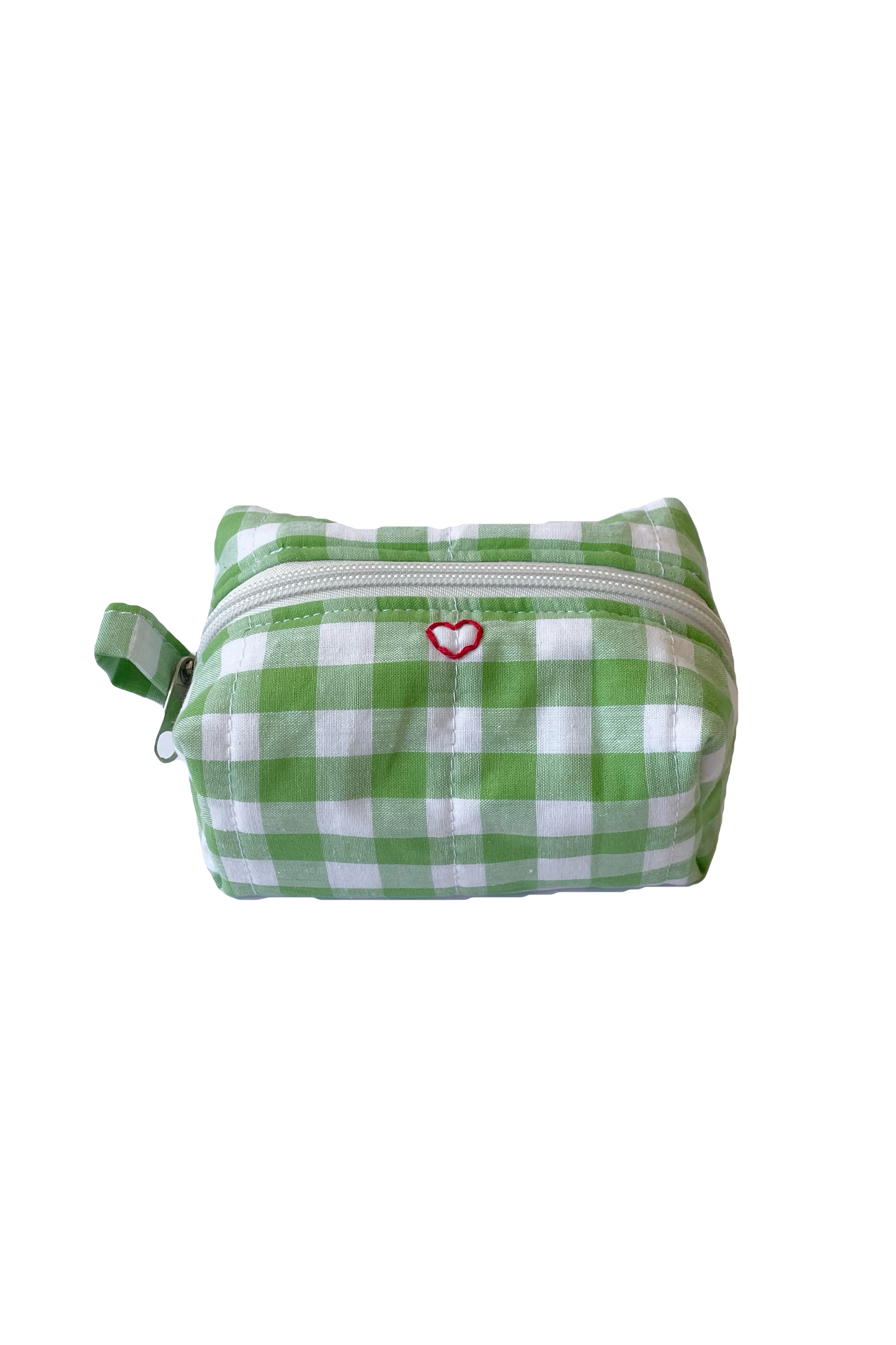 Green Gingham Mini Makeup Bag