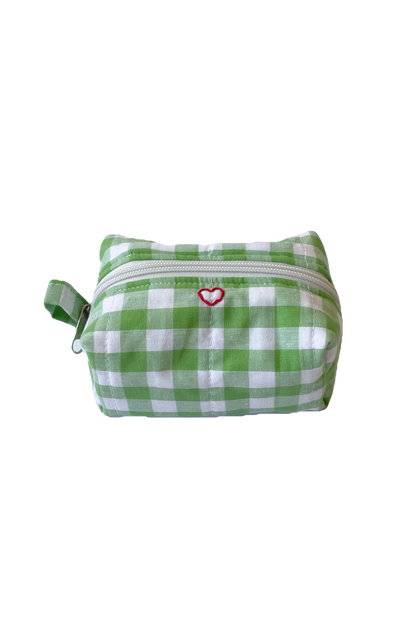 Green Gingham Mini Makeup Bag