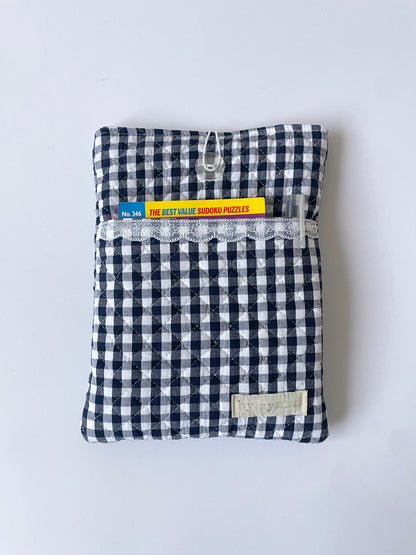 Gingham Book Sleeve with Pocket