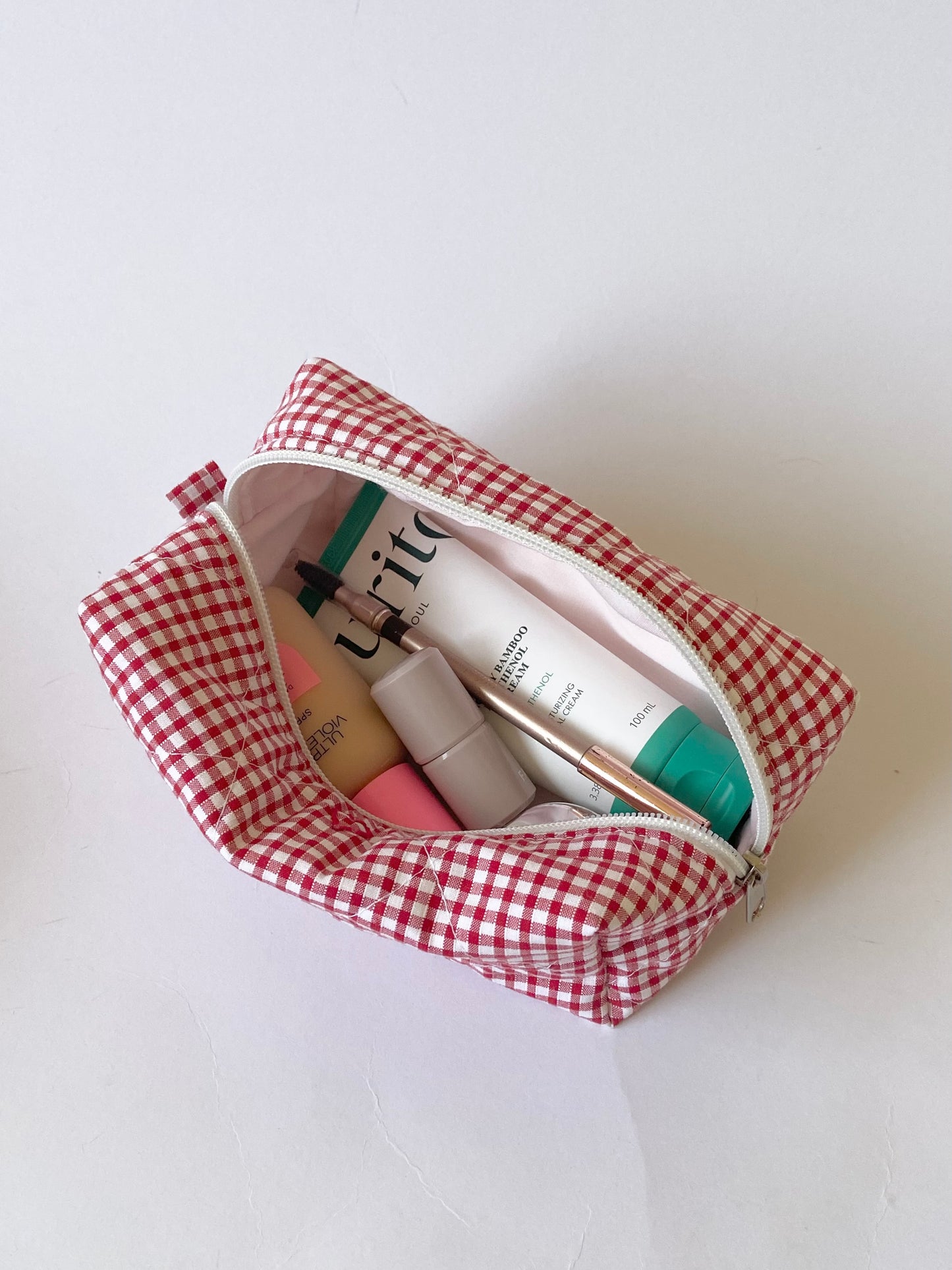 Red Gingham Makeup Bag