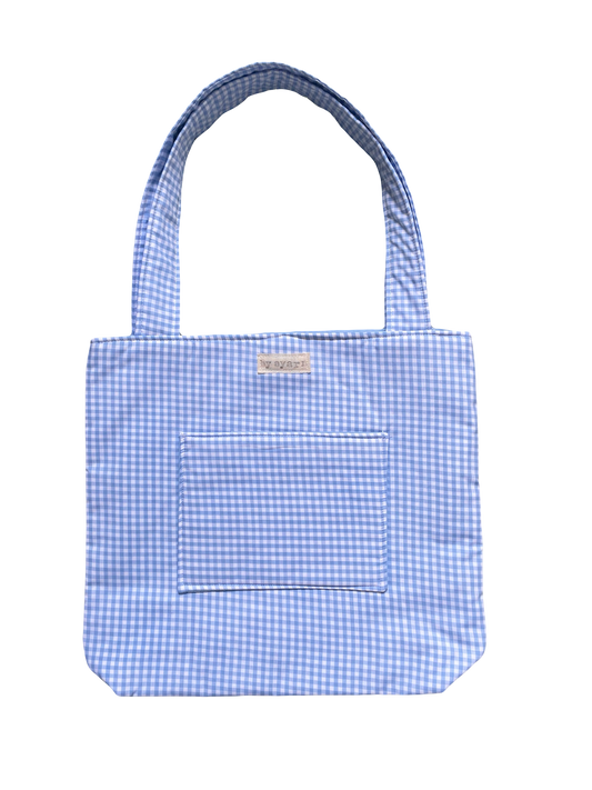 Blue Gingham Everyday Tote Bag