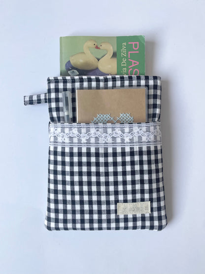 Gingham Book Sleeve with Pocket