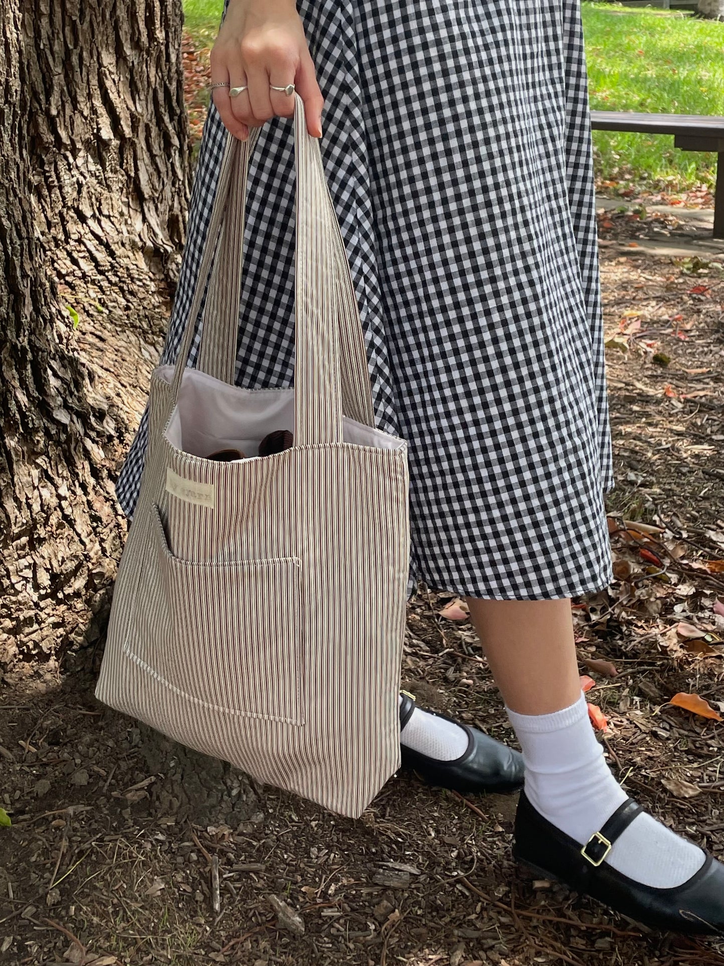 Brown Stripe Everyday Tote Bag