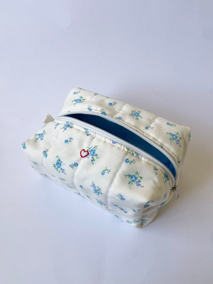 Blue Floral Jumbo Makeup Bag