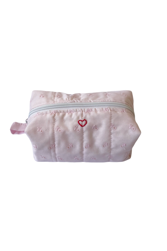 Pink Broderie Makeup Bag
