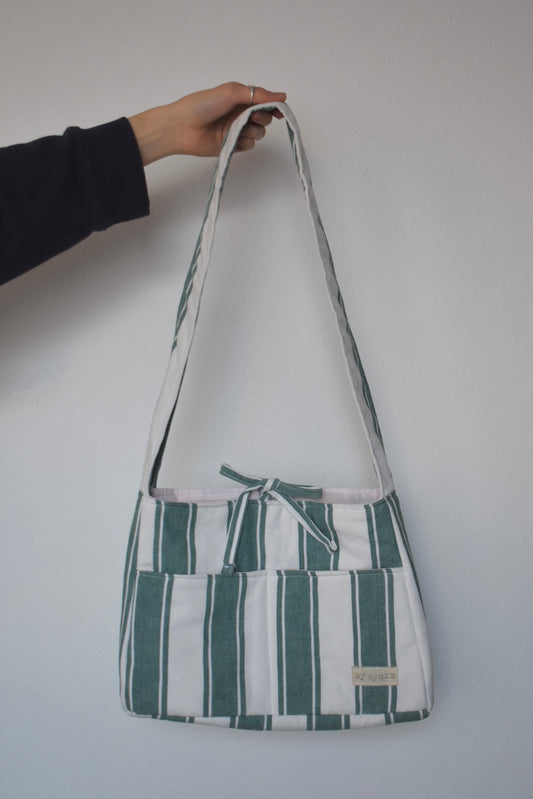 Green Stripe Mini Bow Bag