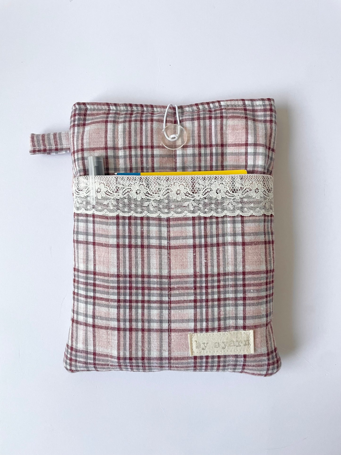 Mulberry Check Book Sleeve with Pocket