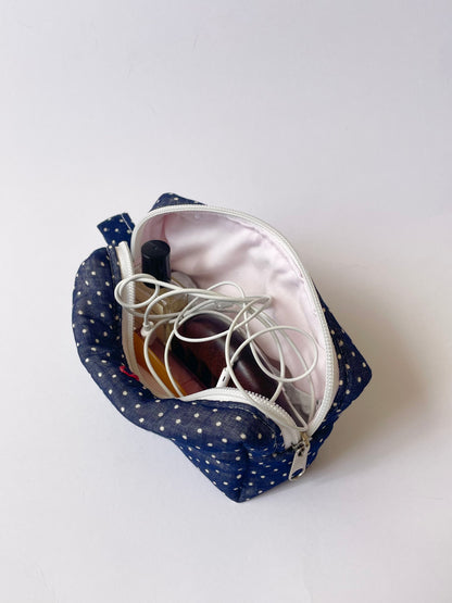 Navy Polka Purse Pouch