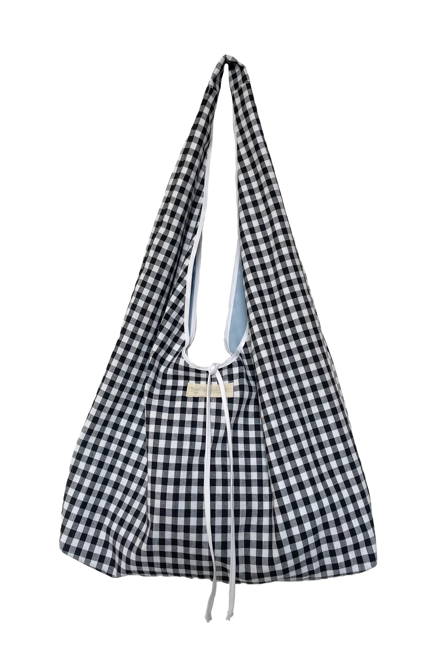 Gingham Slouchy Bag with Tie