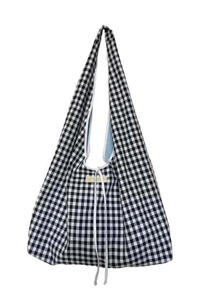 Gingham Slouchy Bag with Tie