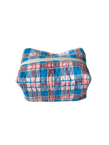 Berry Plaid Jumbo Makeup Bag