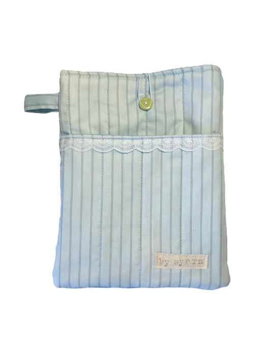 Blue Stripe Book Sleeve with Pocket