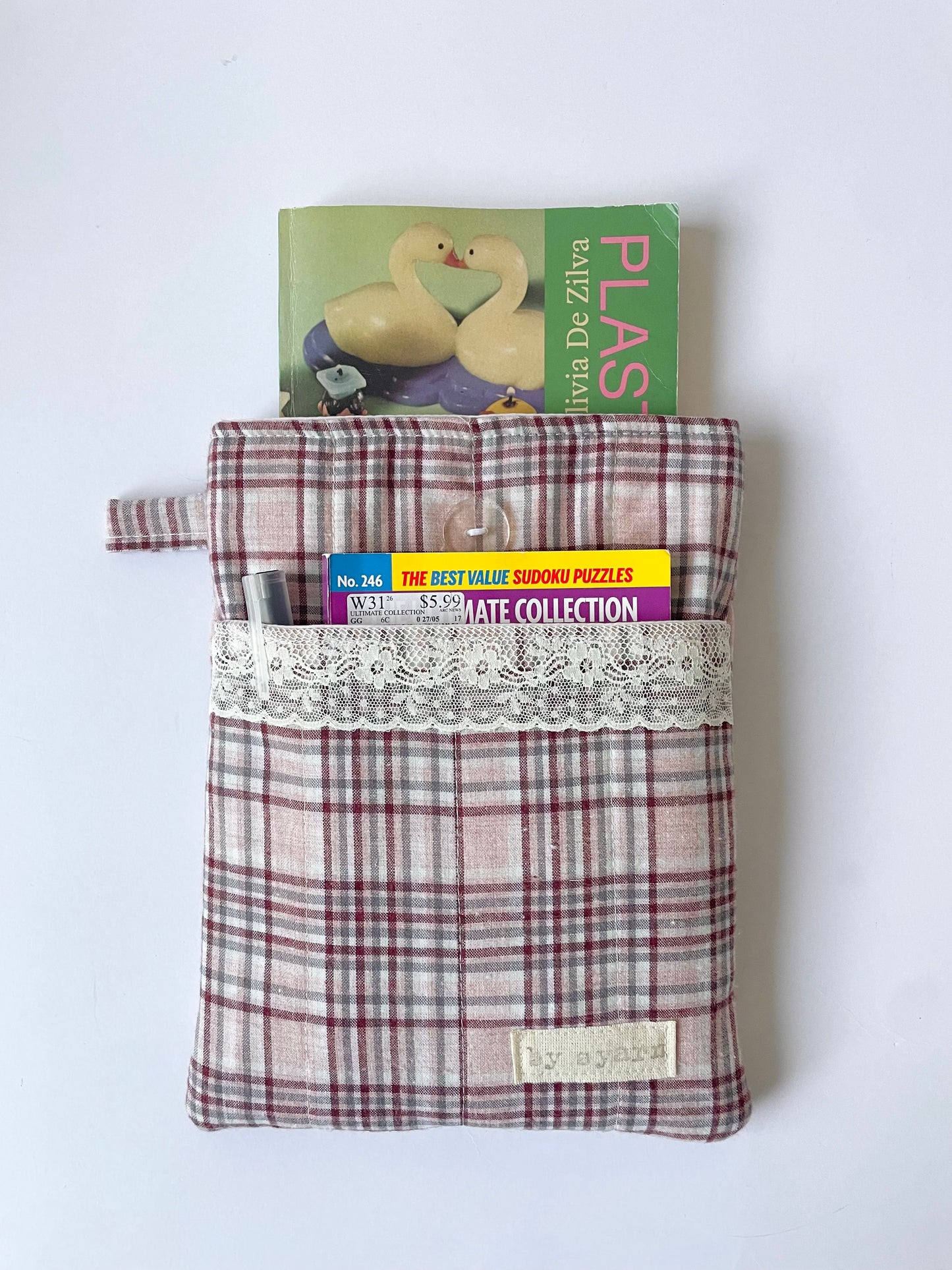 Mulberry Check Book Sleeve with Pocket