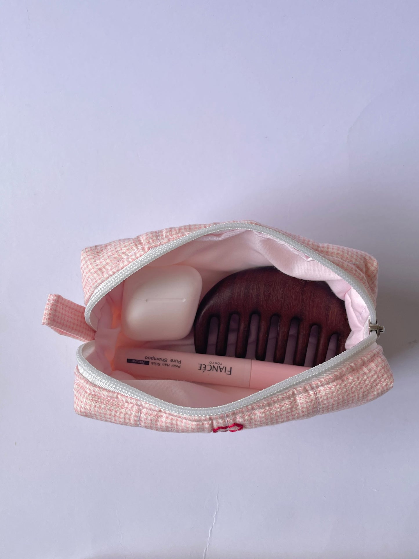 Pink Gingham Camera Pouch