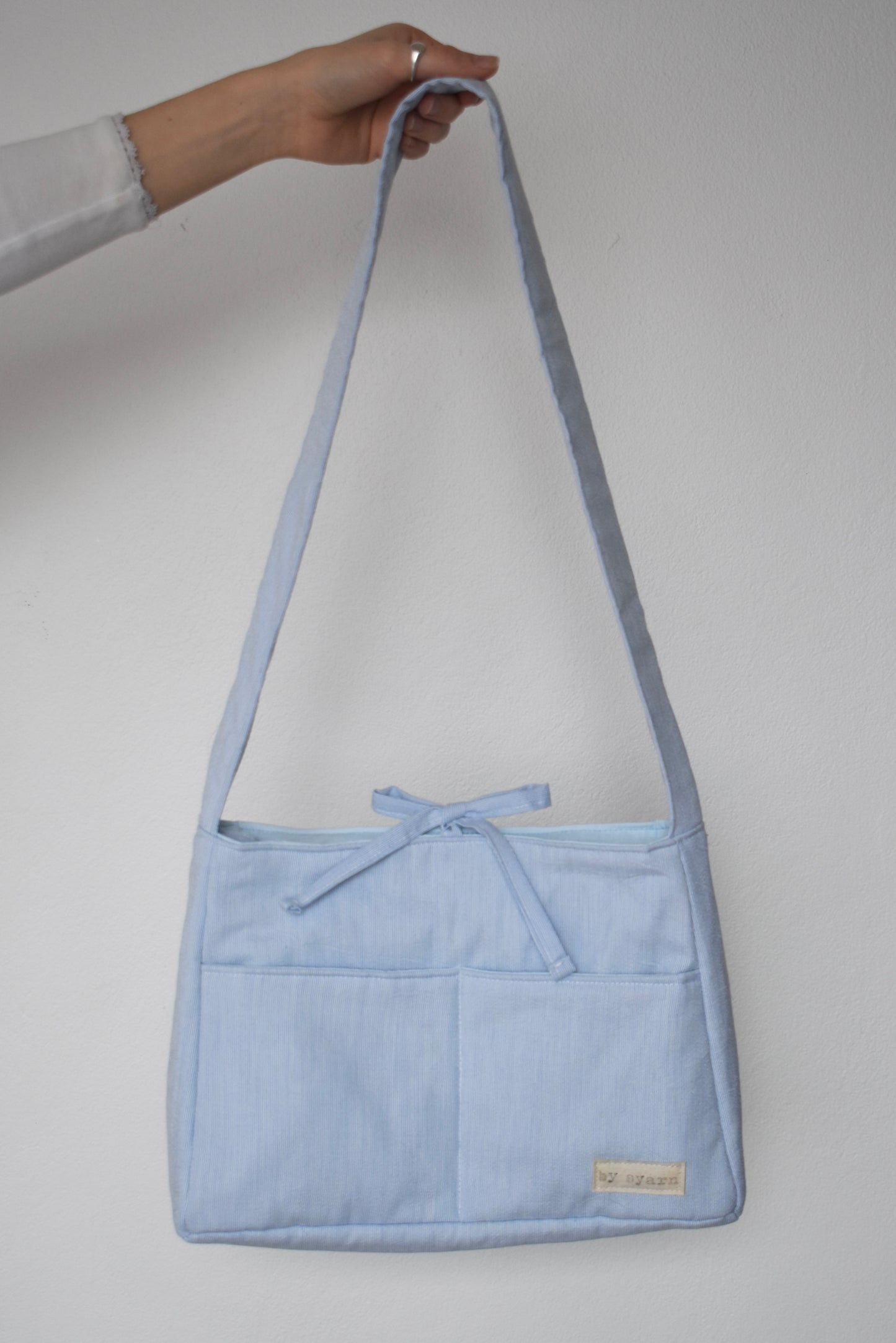 Blue Stripes Mini Bow Bag