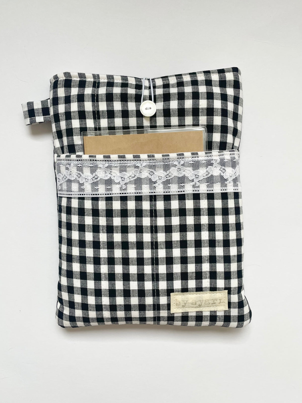 Gingham Book Sleeve with Pocket