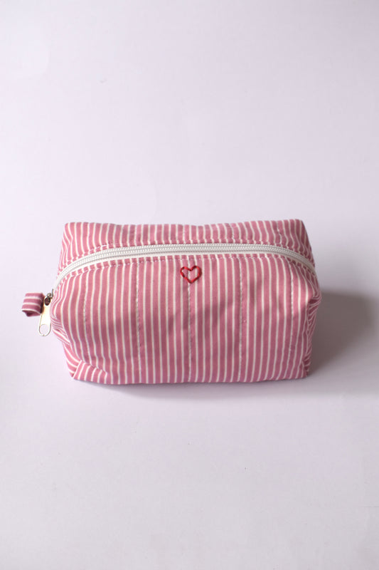 Pink Stripe Makeup Bag