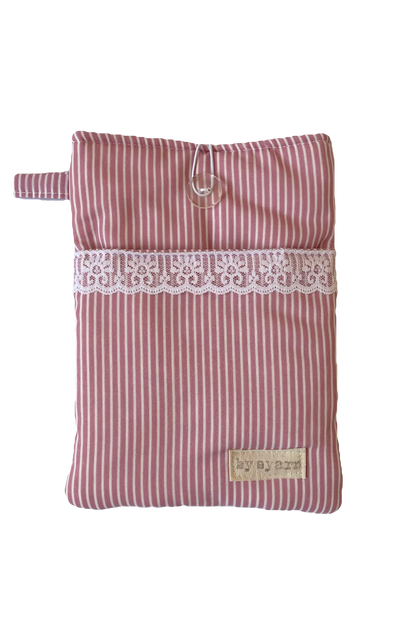 Pink Stripe Book Sleeve with Pocket