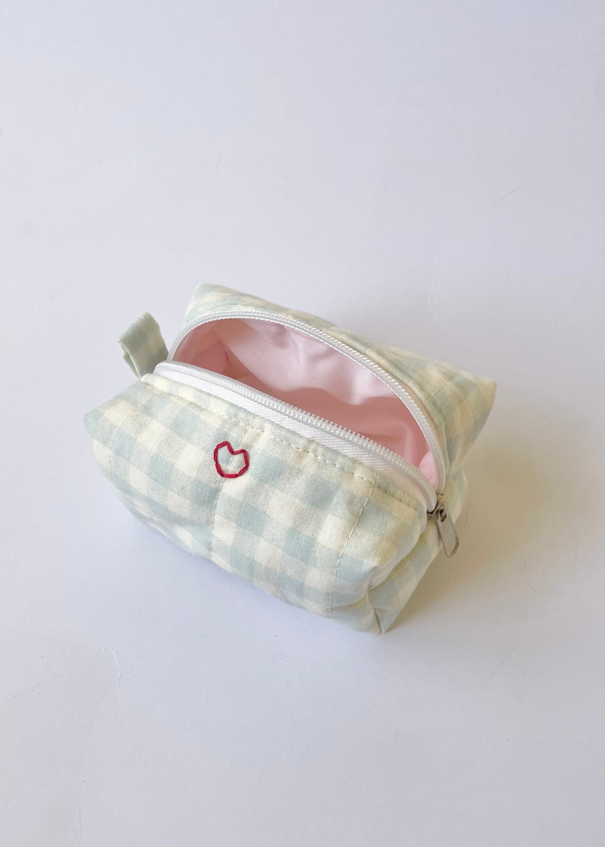 Blue Gingham Mini Makeup Bag