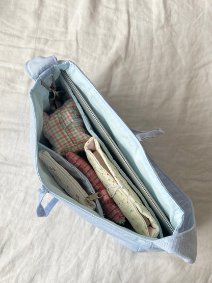 Blue Stripes Tote Bow Bag