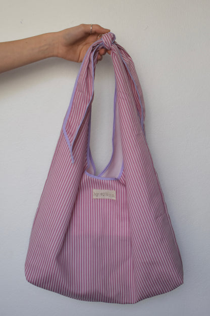 Pink Stripe Slouchy Bag